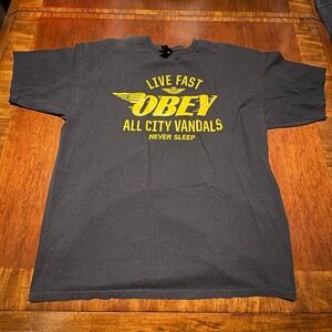 Obey 'Live Fast All City Vandals Never Sleep' Graphic T-Shirt XL
